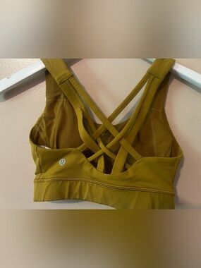 lululemon athletica Strappy Back Sports Bra in Olive Green vibrant padded 2 alo